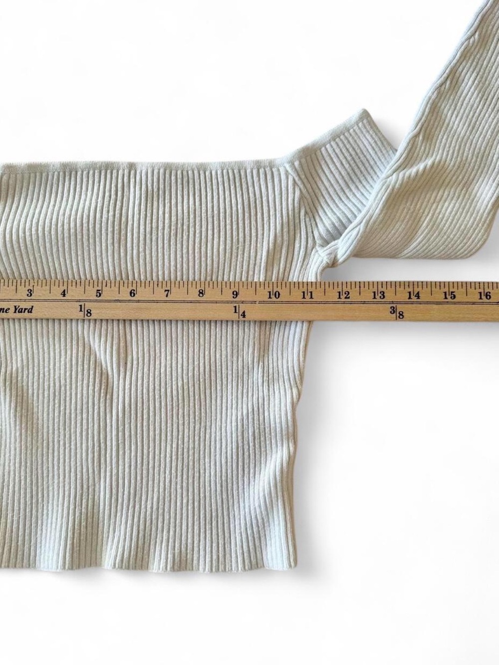 Hollister White Ribbed Off Shoulder Crop Sweater Top Cotton Balletcore S - Picture 6 of 7